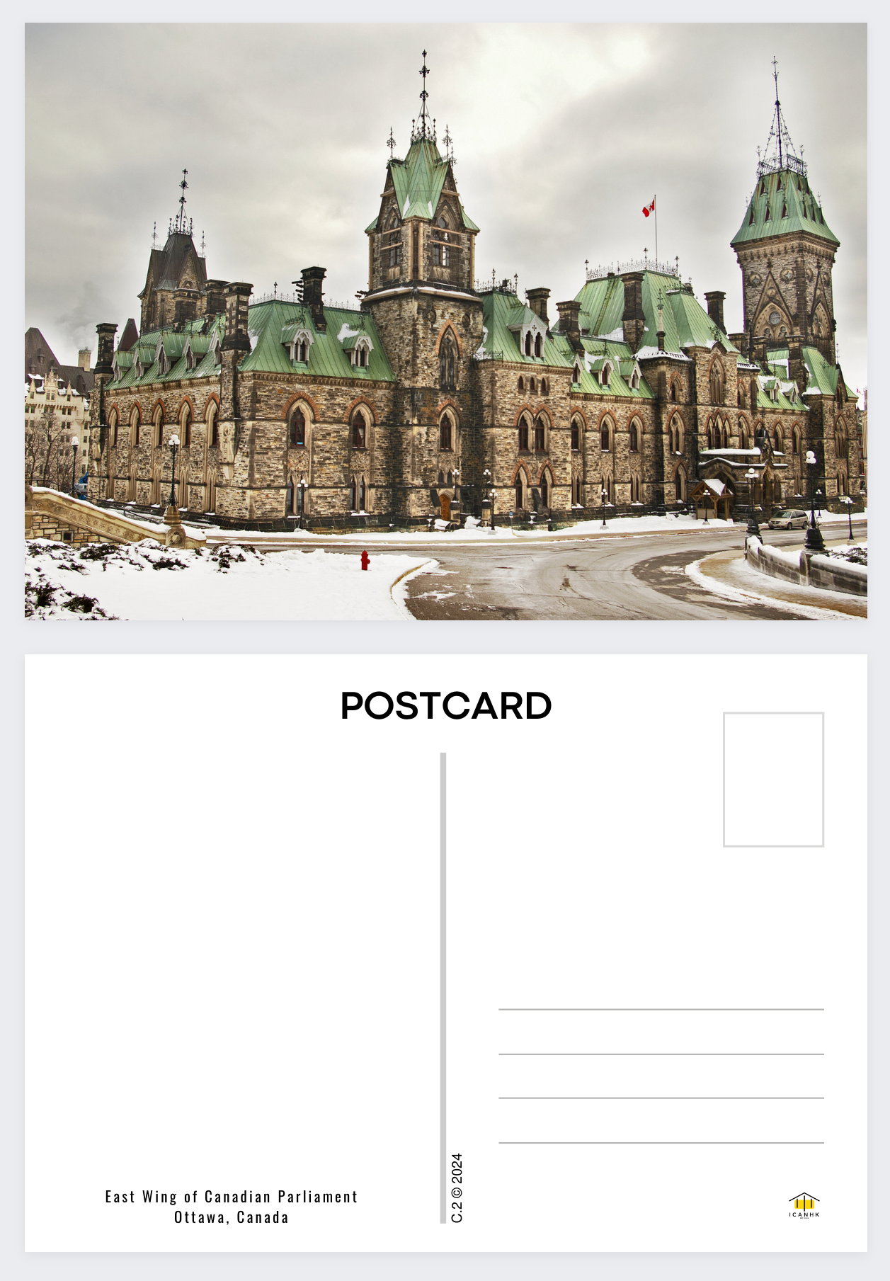 Postcard: East Wing of Canadian Parliament, Ottawa, Canada