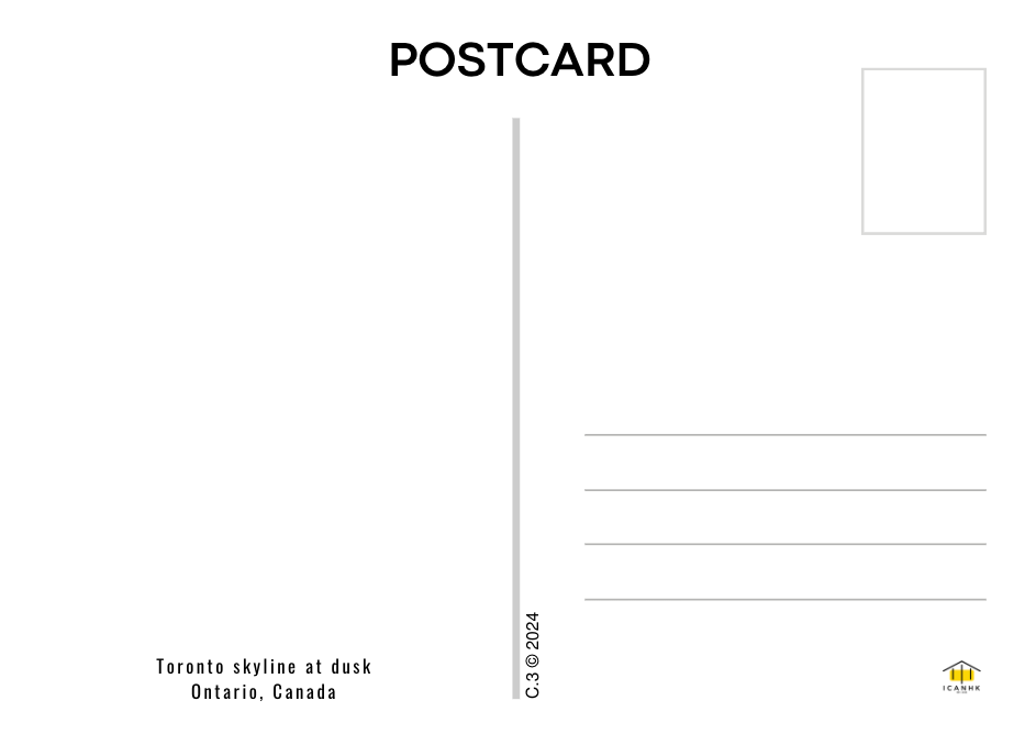 Postcard: Toronto skyline at dusk, Ontario, Canada